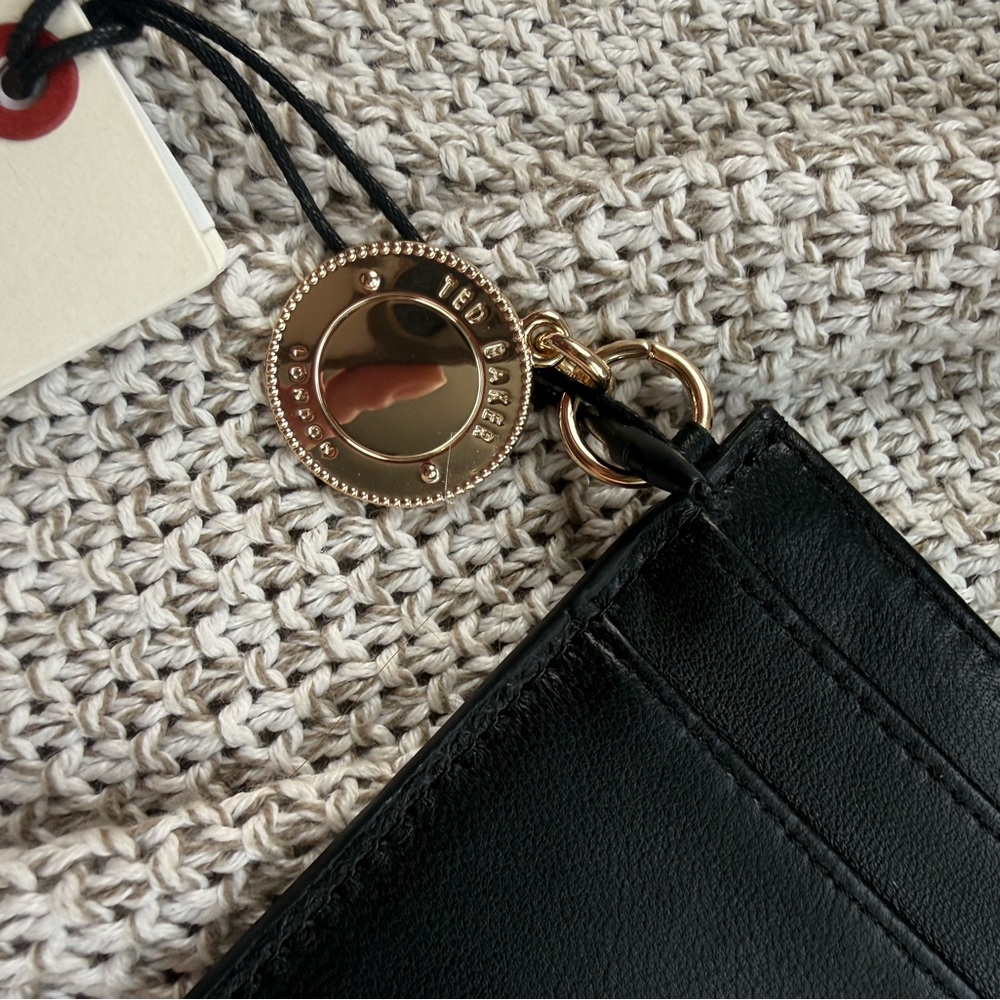 NWT - Ted Baker -  Black Leather Card Holder with Gold Tag - Picture 5 of 9